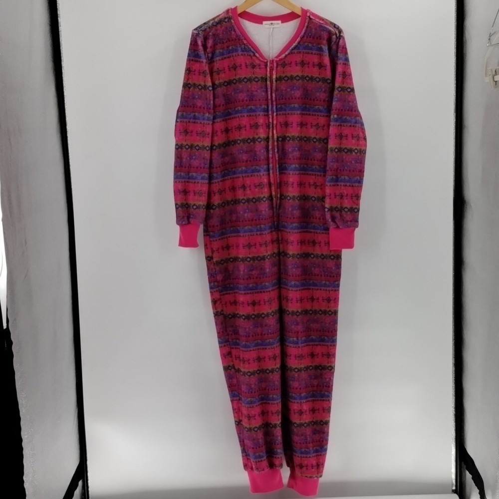 Natural Life onesie pajamas pink blue multicolor x-small to small fleece zip